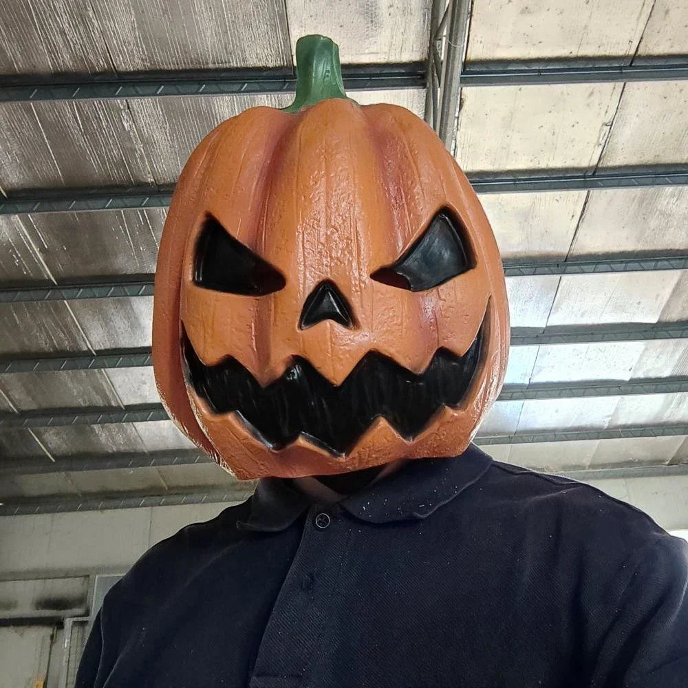 Full-Face Pumpkin Halloween Mask - Latex Full-Face
